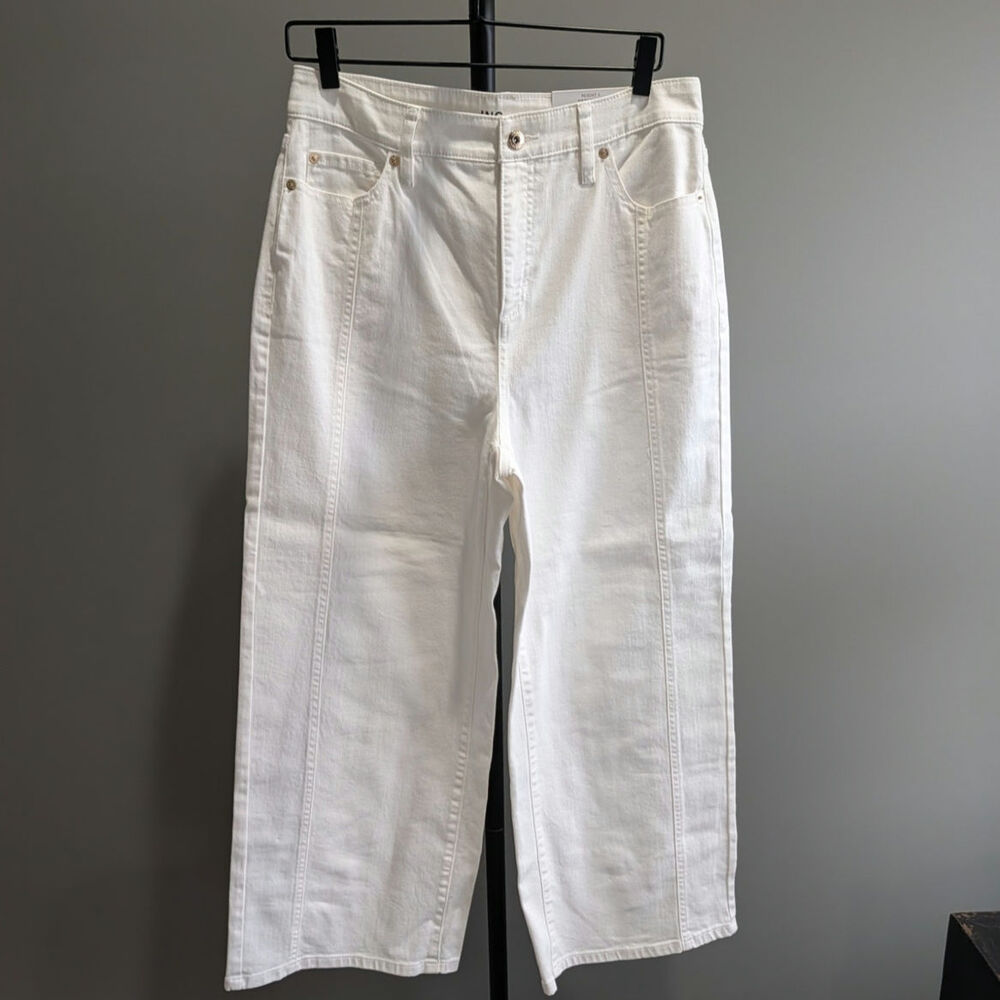 NWT  INC International Concepts High Rise Wide Leg White Jeans Size 12